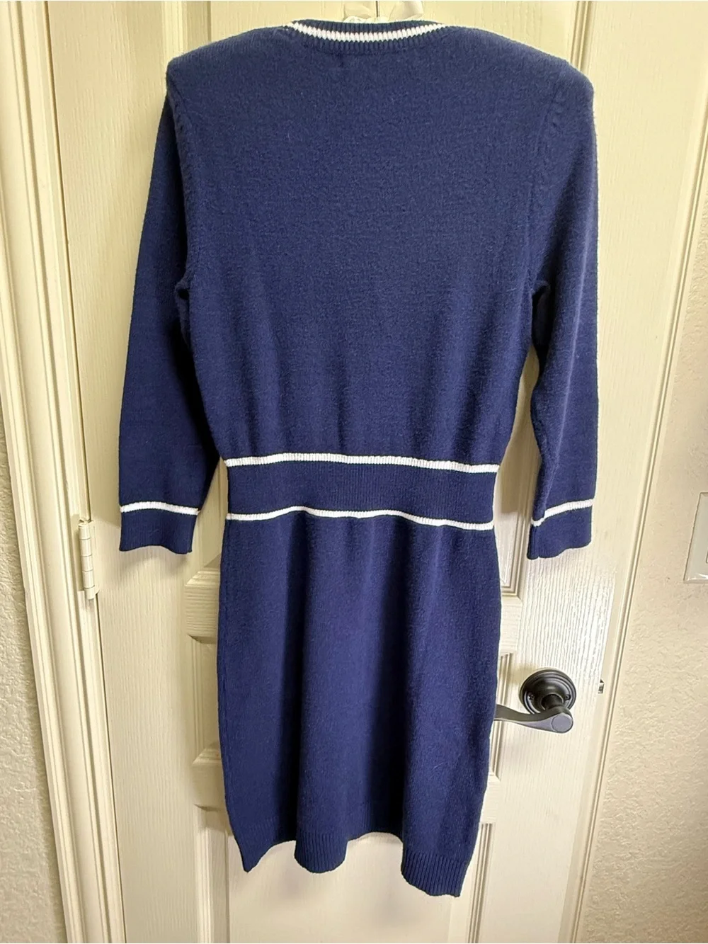 Lilly Pulitzer Navy Knit Dress with White Trim and Gold Buttons - Picture 2 of 3